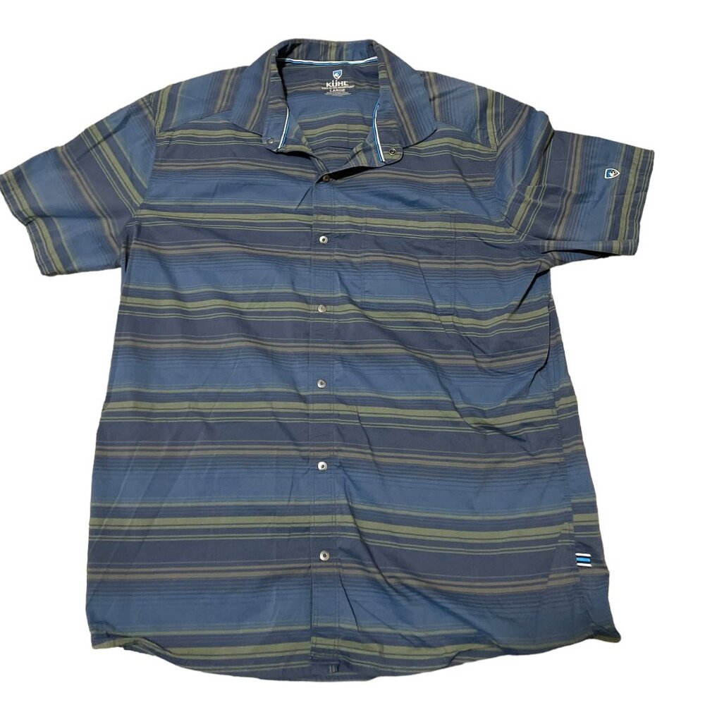 Kuhl Men's Casual Striped Button Down Shirt - Blue and Olive